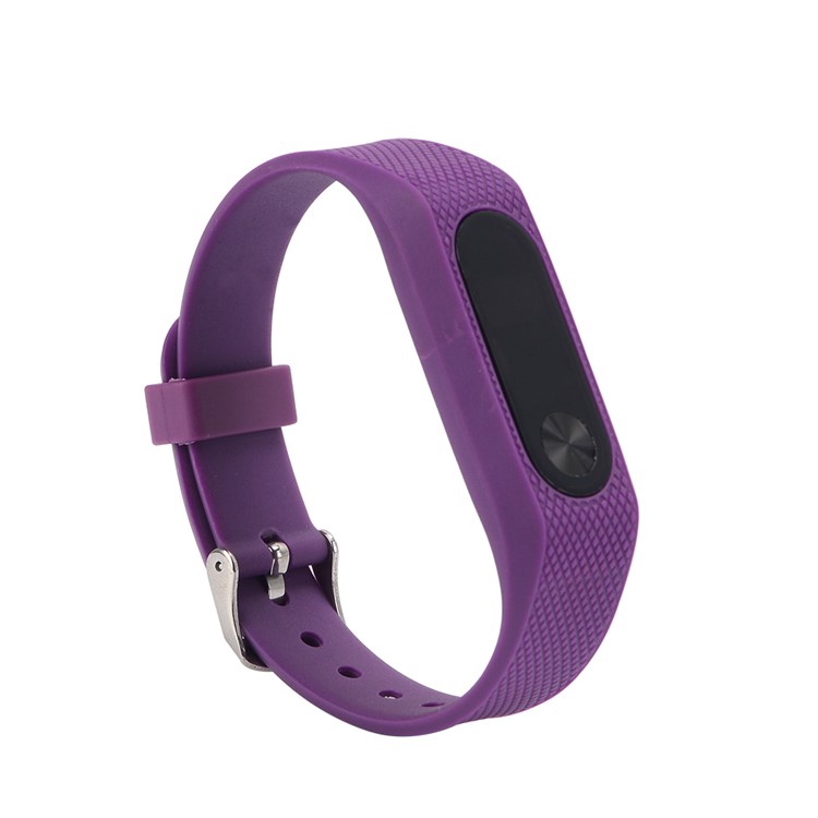 Rhombus Texture Silicone Watch Strap for Xiaomi Mi Band 2 - Purple-2