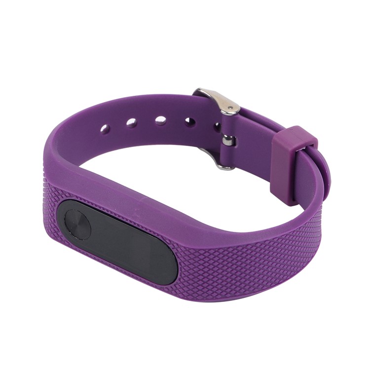 Rhombus Texture Silicone Watch Strap for Xiaomi Mi Band 2 - Purple-3
