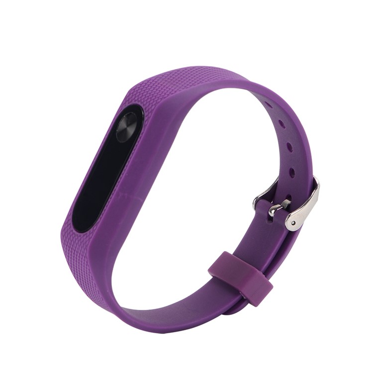 Rhombus Texture Silicone Watch Strap for Xiaomi Mi Band 2 - Purple-4