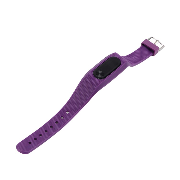 Rhombus Texture Silicone Watch Strap for Xiaomi Mi Band 2 - Purple-5