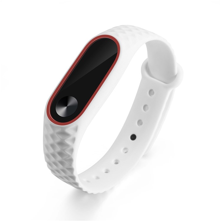 Rhombus Texture Bi-color TPU Wrist Band for Xiaomi Mi Band 2 - Red / White-3