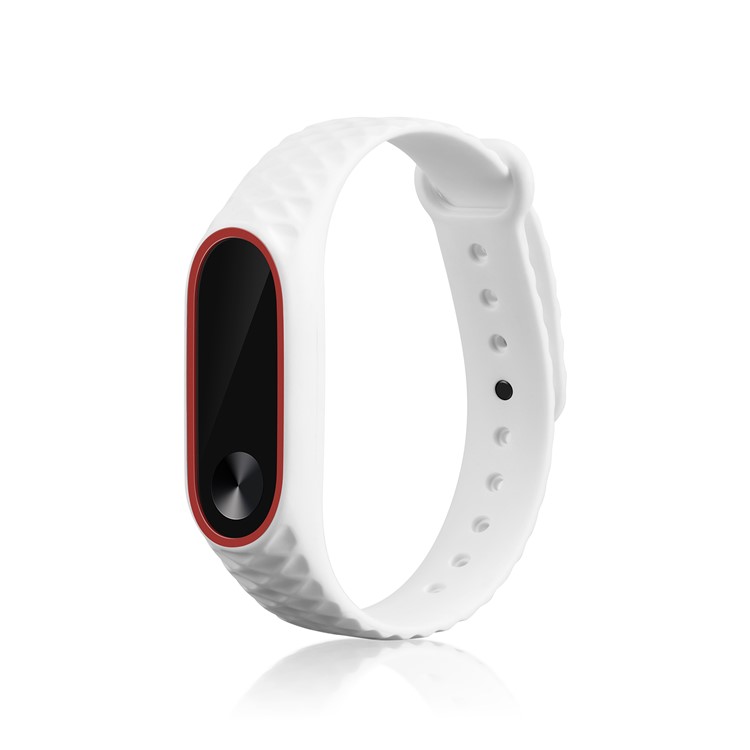 Rhombus Texture Bi-color TPU Wrist Band for Xiaomi Mi Band 2 - Red / White-7