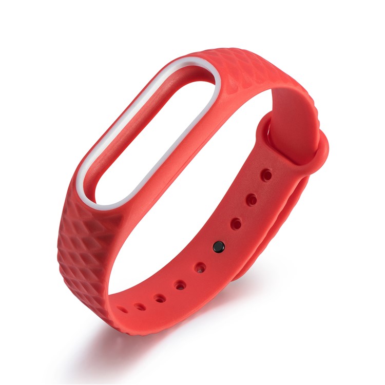 Rhombus Texture Bi-color TPU Wrist Bracelet for Xiaomi Mi Band 2 - White / Red-1