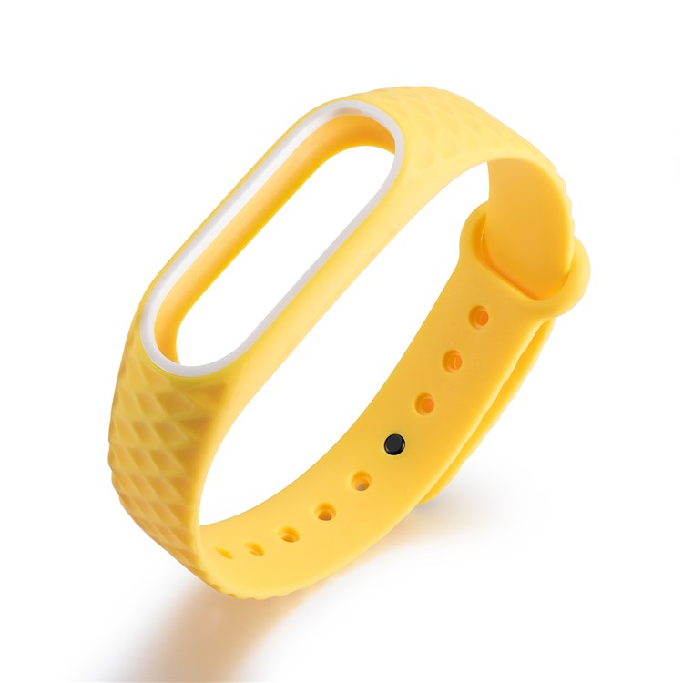 Rhombus Texture Bi-color TPU Strap Replacement for Xiaomi Mi Band 2 - White / Yellow-1