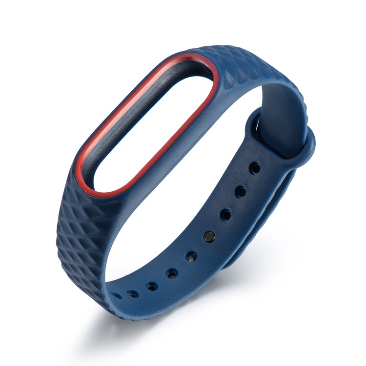 Pour Xiaomi Mi Bande 2 Texture De Losange Bi-couleur TPU Bande Accessoires - Rouge / Bleu Foncé-1