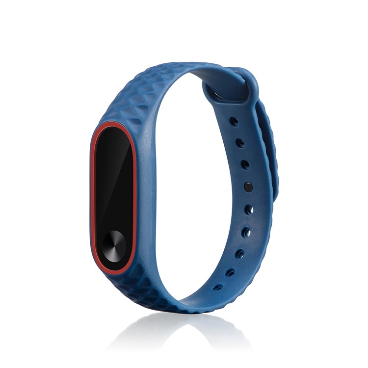 Pour Xiaomi Mi Bande 2 Texture De Losange Bi-couleur TPU Bande Accessoires - Rouge / Bleu Foncé-3