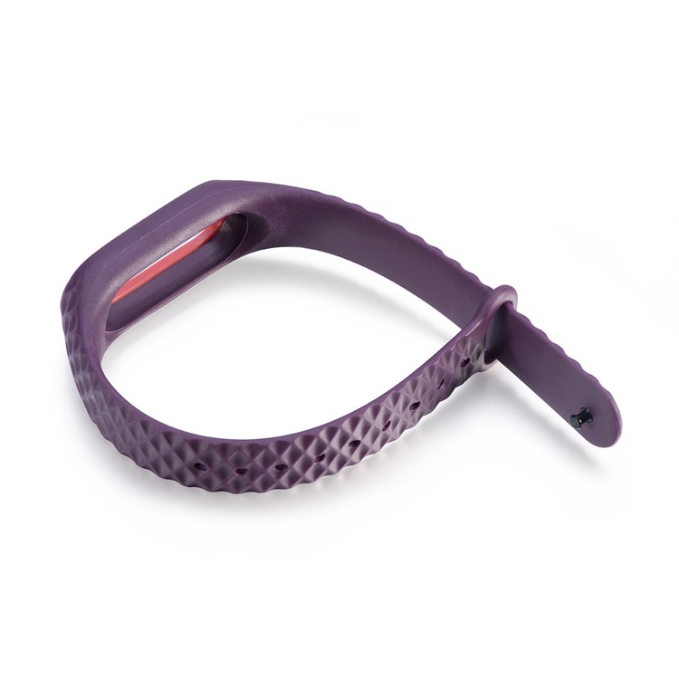 Rhombus Texture Bi-color TPU Wristband Bracelet for Xiaomi Mi Band 2 - Red / Purple-3