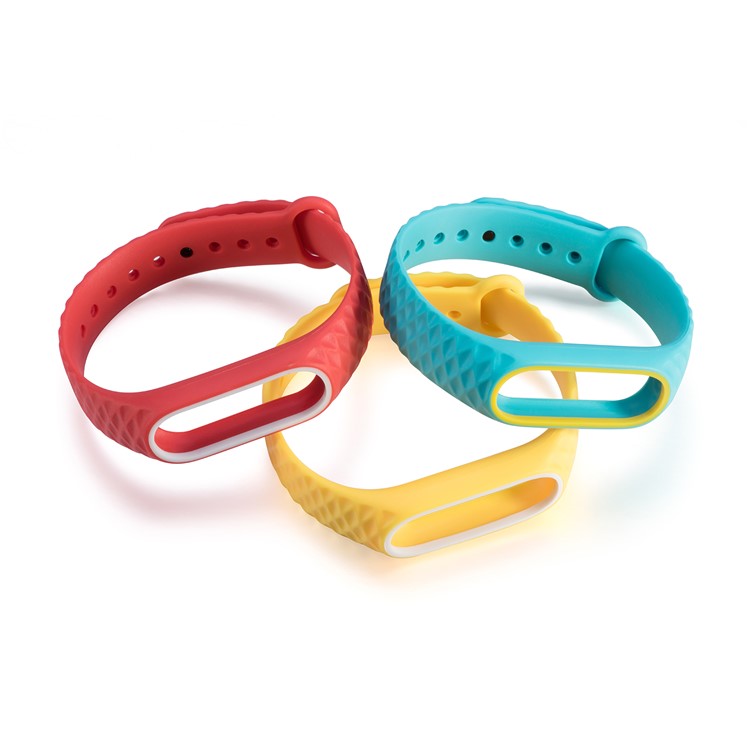Rhombus Texture Bi-color TPU Wristband Bracelet for Xiaomi Mi Band 2 - Red / Purple-11