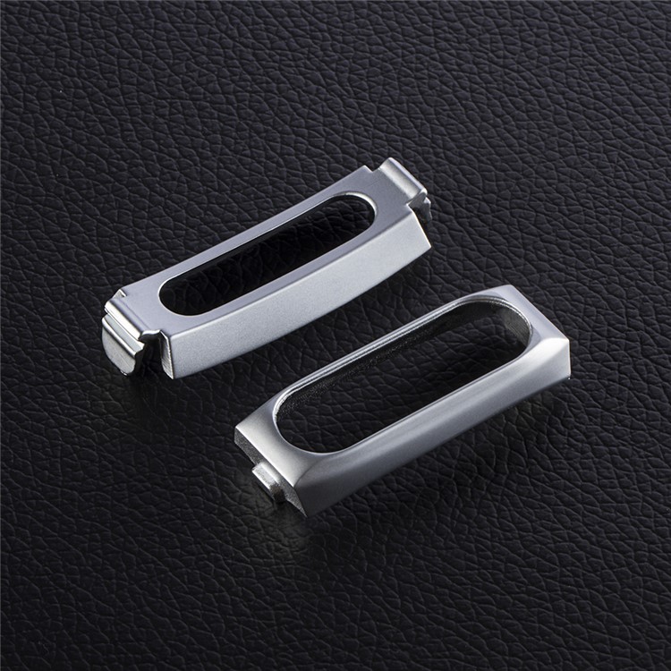 Silicone Wrist Strap Bracelet Replacement with Metal Frame for Xiaomi Mi Band 2 - Silver Color-2