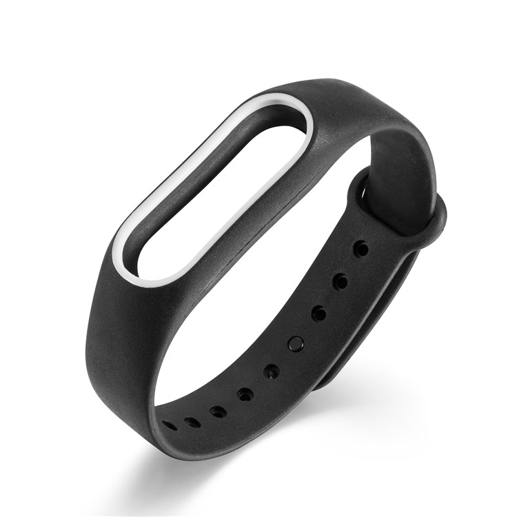 Glossy Surface Flexible TPU Smart Watch Strap for Xiaomi Mi Band 2 - Black/White-2