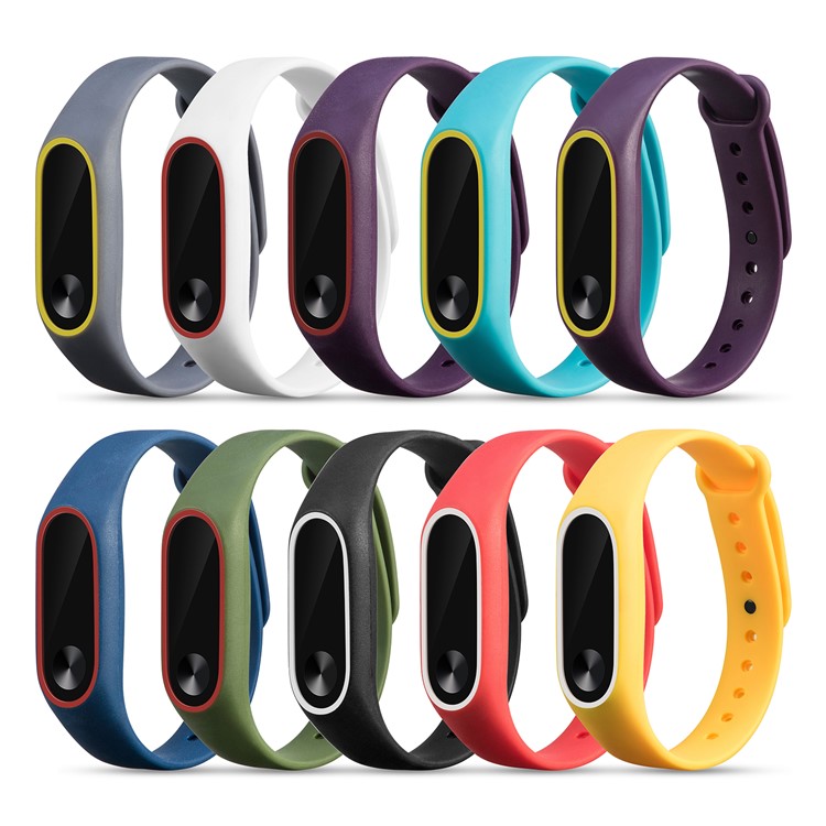 Glossy Surface Flexible TPU Smart Watch Strap for Xiaomi Mi Band 2 - Black/White-3