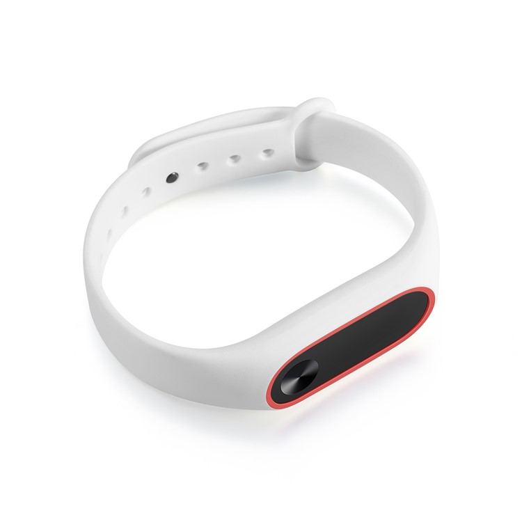 Banda Lucida Per Orologio Smartwatch Con Superficie Flessibile In TPU Per Xiaomi Mi Band 2 - Bianco Rosso-2