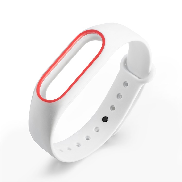 Banda Lucida Per Orologio Smartwatch Con Superficie Flessibile In TPU Per Xiaomi Mi Band 2 - Bianco Rosso-5