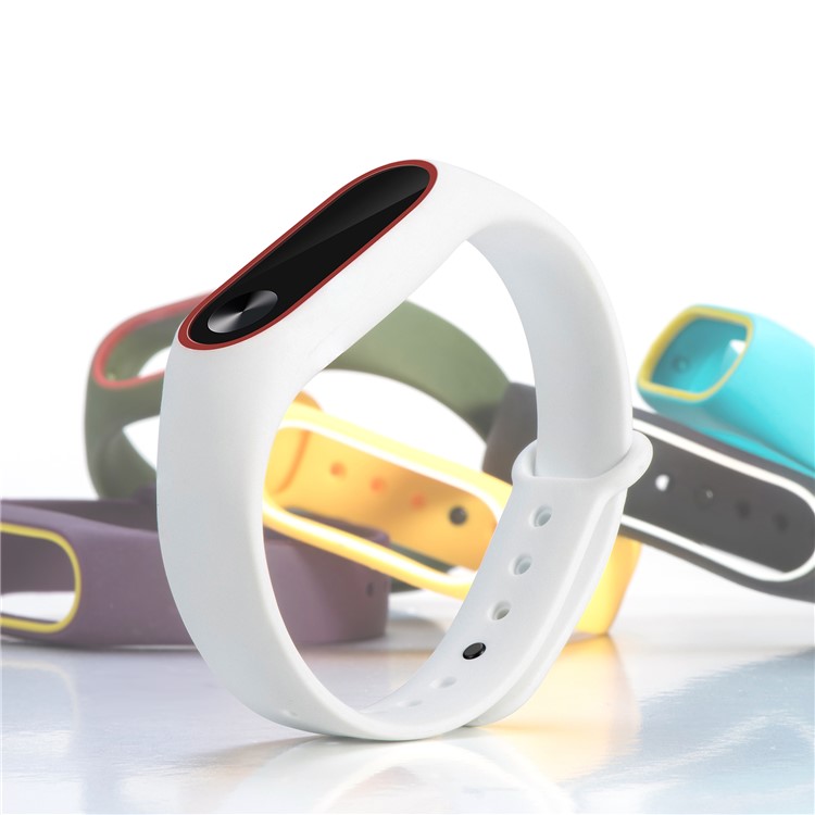 Banda Lucida Per Orologio Smartwatch Con Superficie Flessibile In TPU Per Xiaomi Mi Band 2 - Bianco Rosso-6