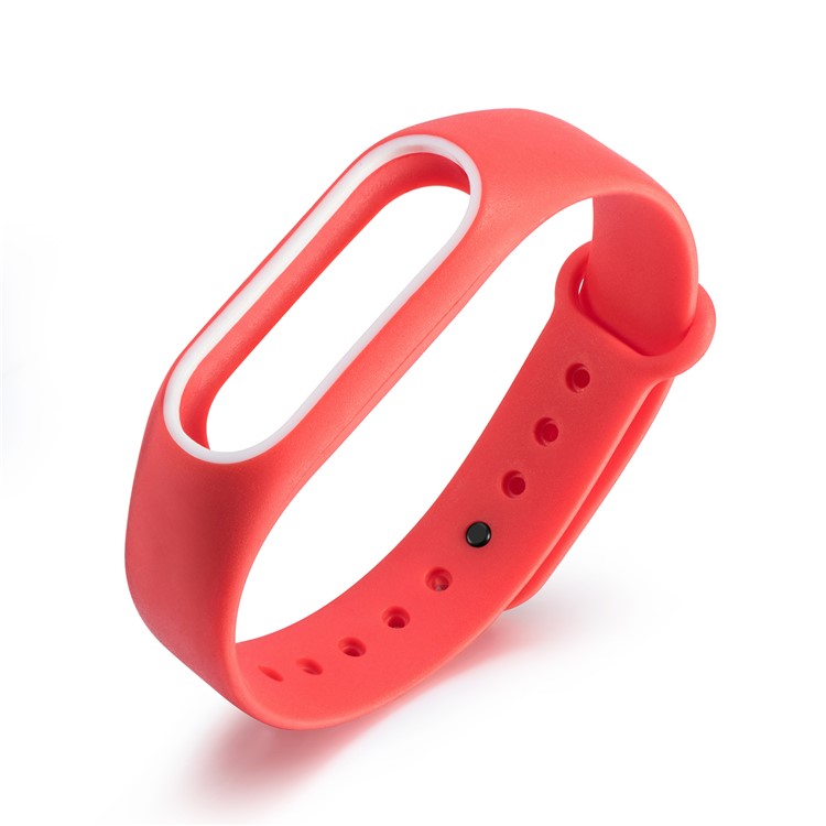 Glossy Surface Flexible TPU Wristband Accessory for Xiaomi Mi Band 2 - Red/White-2
