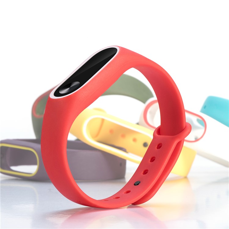 Glossy Surface Flexible TPU Wristband Accessory for Xiaomi Mi Band 2 - Red/White-3