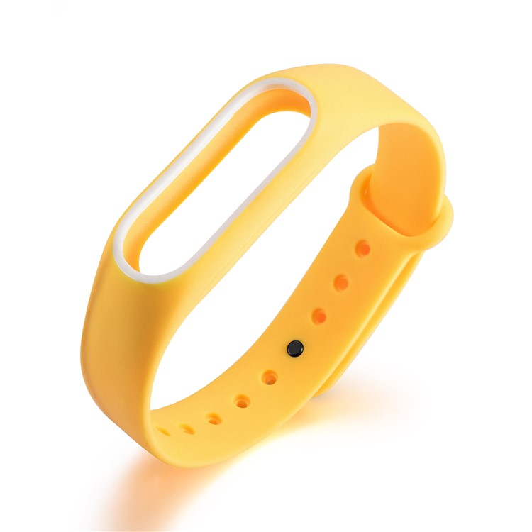 Glossy Surface Flexible TPU Accessory Wristband Strap for Xiaomi Mi Band 2 - Yellow/White-2