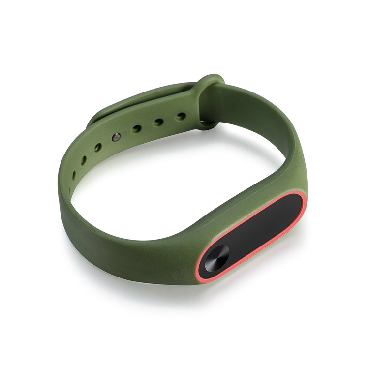Glossy Surface Flexible TPU Watch Band for Xiaomi Mi Band 2 - Green/Red-2