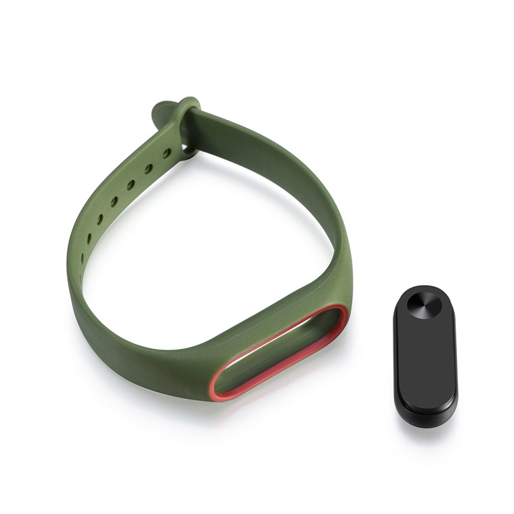 Glossy Surface Flexible TPU Watch Band for Xiaomi Mi Band 2 - Green/Red-5