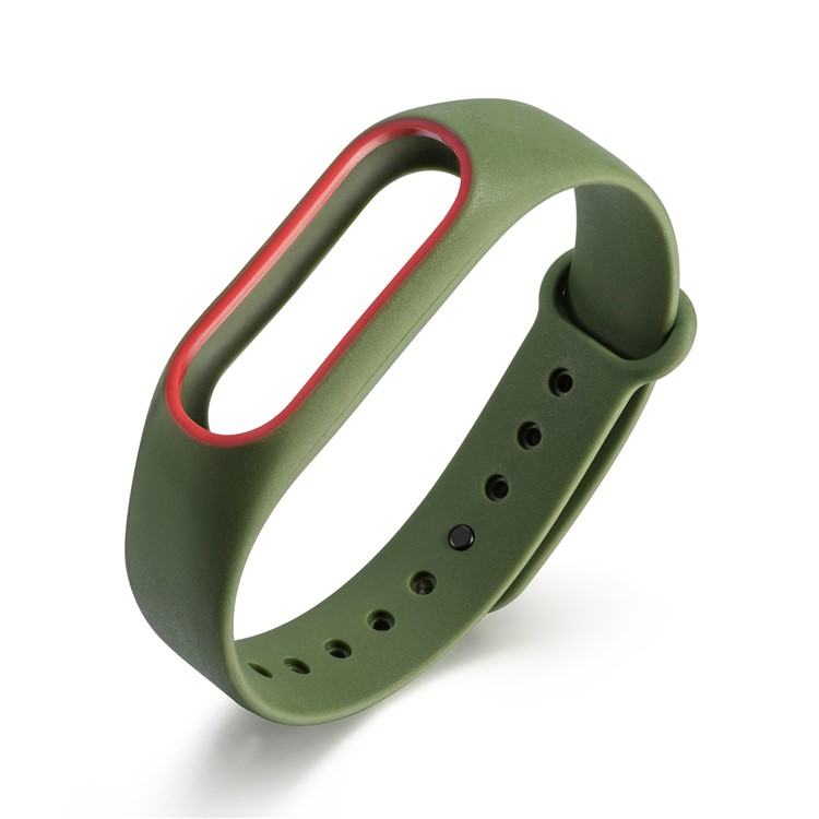 Glossy Surface Flexible TPU Watch Band for Xiaomi Mi Band 2 - Green/Red-7