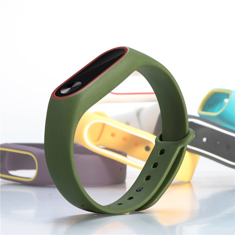 Glossy Surface Flexible TPU Watch Band for Xiaomi Mi Band 2 - Green/Red-8