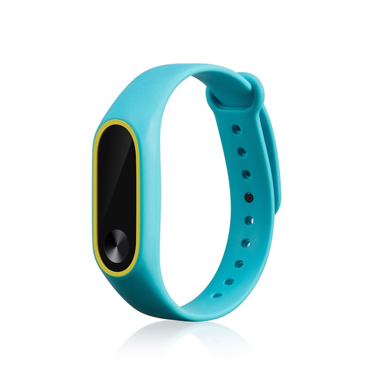 Glossy Surface Flexible TPU Accessory Wristband for Xiaomi Mi Band 2 - Baby Blue/Yellow-1