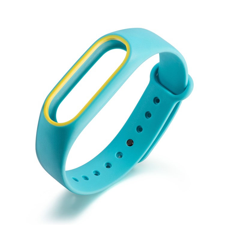 Glossy Surface Flexible TPU Accessory Wristband for Xiaomi Mi Band 2 - Baby Blue/Yellow-2