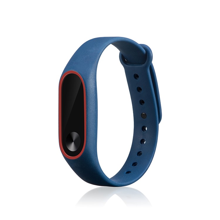 Glossy Surface Flexible TPU Wrist Strap Replacement for Xiaomi Mi Band 2 - Dark Blue/Red-1