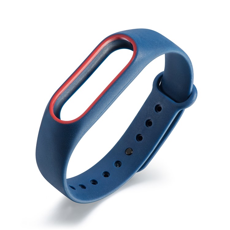 Glossy Surface Flexible TPU Wrist Strap Replacement for Xiaomi Mi Band 2 - Dark Blue/Red-2
