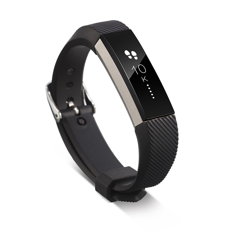 Twill Texture Classic Buckle TPE Watch Replacement Band for Fitbit Alta - Black-3