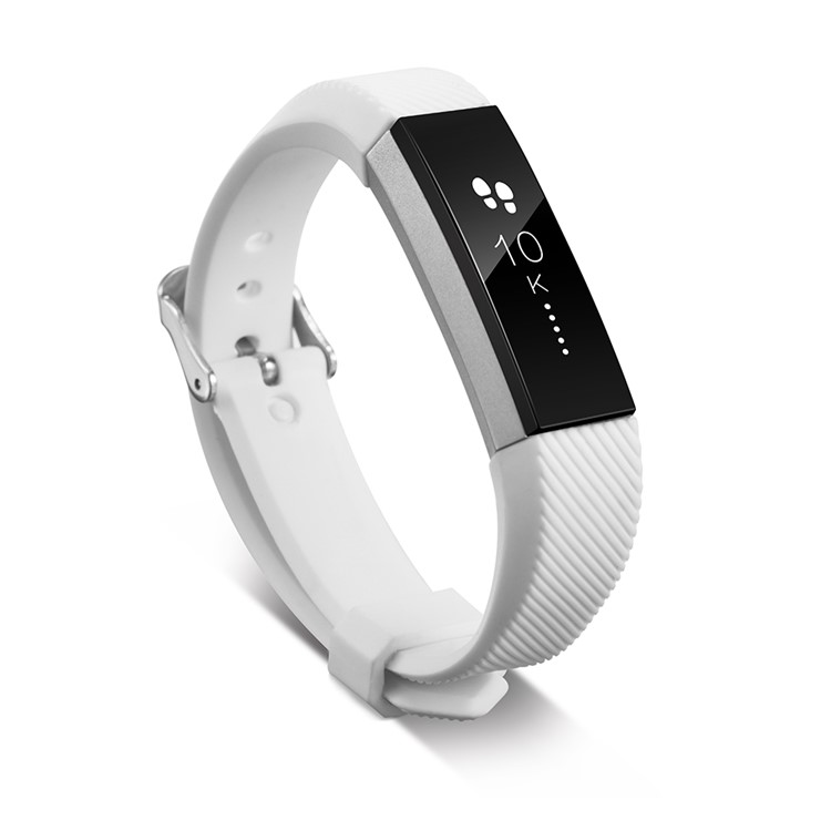 Twill Grain TPE Soft Watch Wrist Band Replacement for Fitbit Alta - White-3