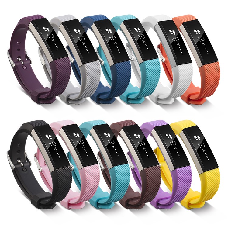 Twill Texture TPE Replacement Watch Band with Buckle for Fitbit Alta - Grey-4