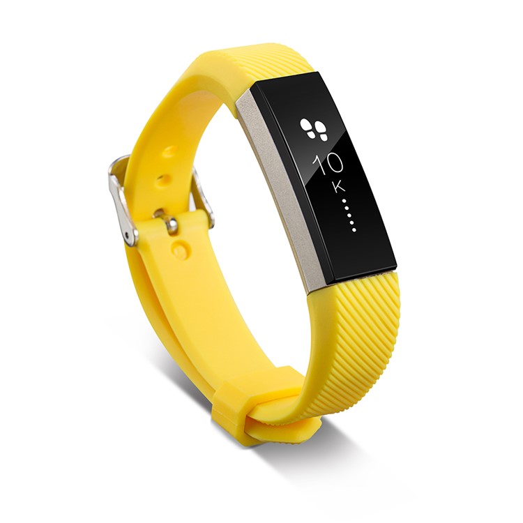 For Fitbit Alta Twill Texture Classic Buckle TPE Watch Band - Yellow-3