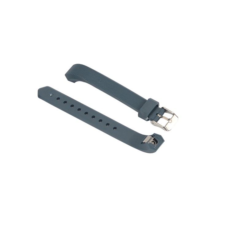 For Fitbit Alta TPE Twill Grain Classic Buckle Bracelet Strap Replacement with Buckle - Black Blue-3