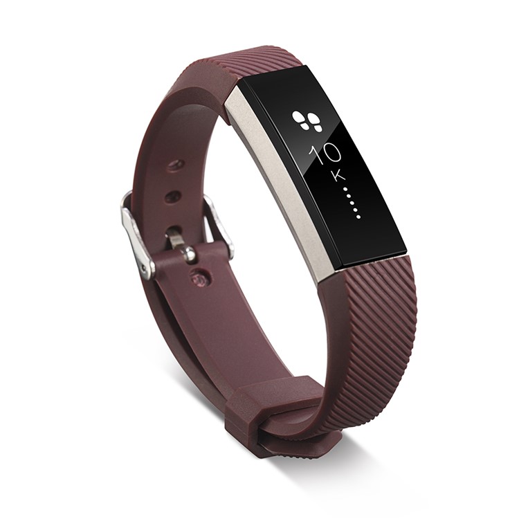 Twill Texture Classic Buckle TPE Watchband Strap for Fitbit Alta - Brown-3