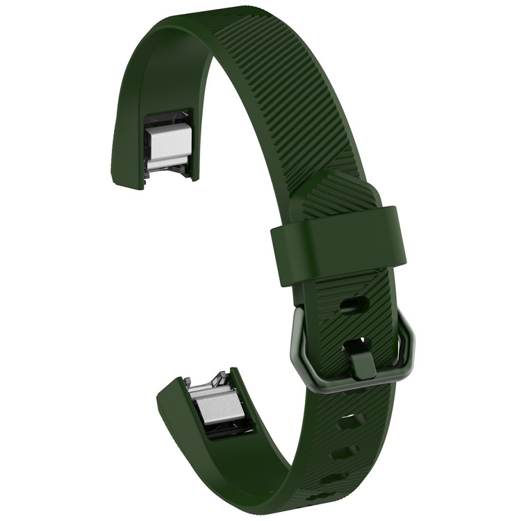 Adjustable TPU + TPE Watch Band with Metal Buckle, Length: 8.5 + 9cm for Fitbit Alta HR - Army Green-1