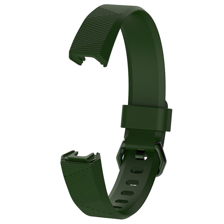 Adjustable TPU + TPE Watch Band with Metal Buckle, Length: 8.5 + 9cm for Fitbit Alta HR - Army Green-3