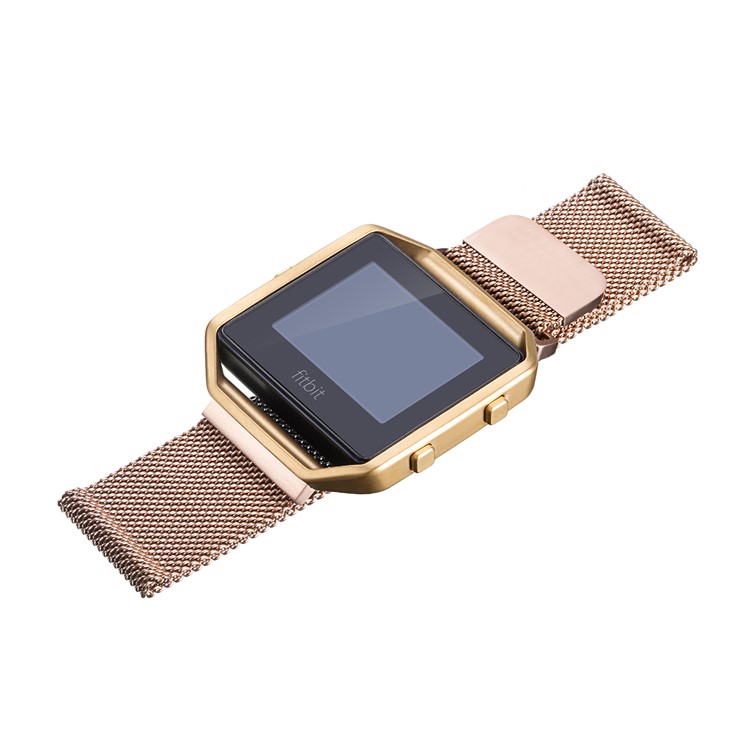 Luxury Milanese Stainless Steel Magnetic Watch Strap Replacement for Fitbit Blaze - Size: S, Rose Gold Color-2