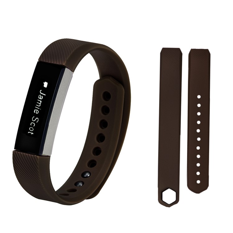 Twill Texture TPE Watch Band Strap Replacement Party, Length: 19cm for Fitbit Alta - Coffee-2