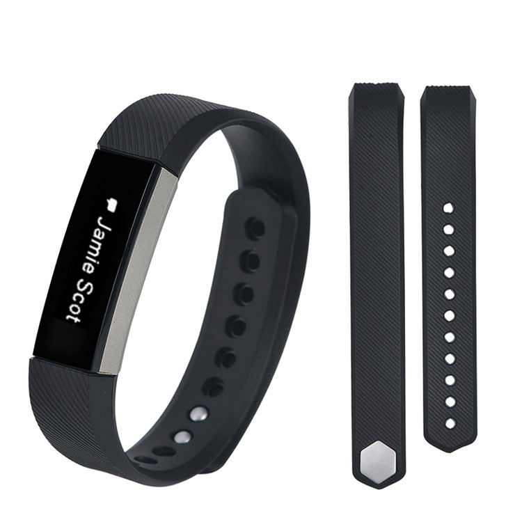 Para Fitbit Alta 22cm Twill Textura Hebilla TPE Reloj Banda - Negro-2