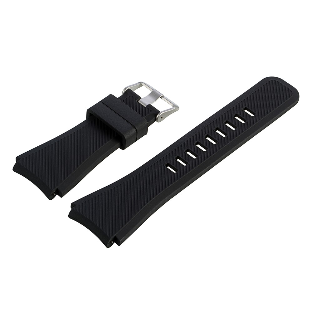 For Samsung Gear S3 Frontier / S3 Classic Adjustable Replacement Silicone Wrist Band - Black-2
