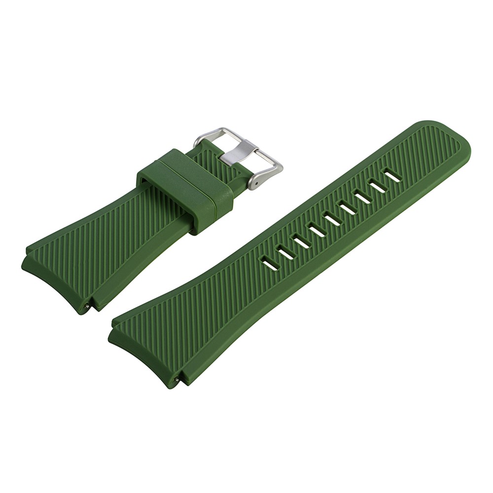 For Samsung Gear S3 Frontier / S3 Classic / Fossil Q MARSHAL Gen2 Adjustable Replacement Silicone Band Sport Strap - Green-2