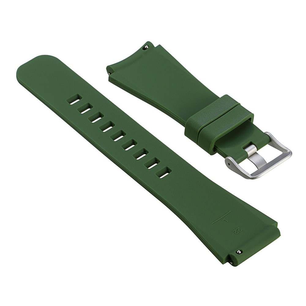 For Samsung Gear S3 Frontier / S3 Classic / Fossil Q MARSHAL Gen2 Adjustable Replacement Silicone Band Sport Strap - Green-3