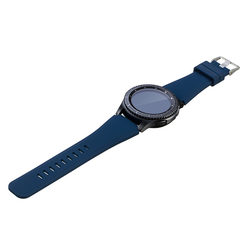 For Samsung Gear S3 Frontier / S3 Classic / Fossil Q MARSHAL Gen2 Adjustable Replacement Sport Strap Silicone Band - Blue-4