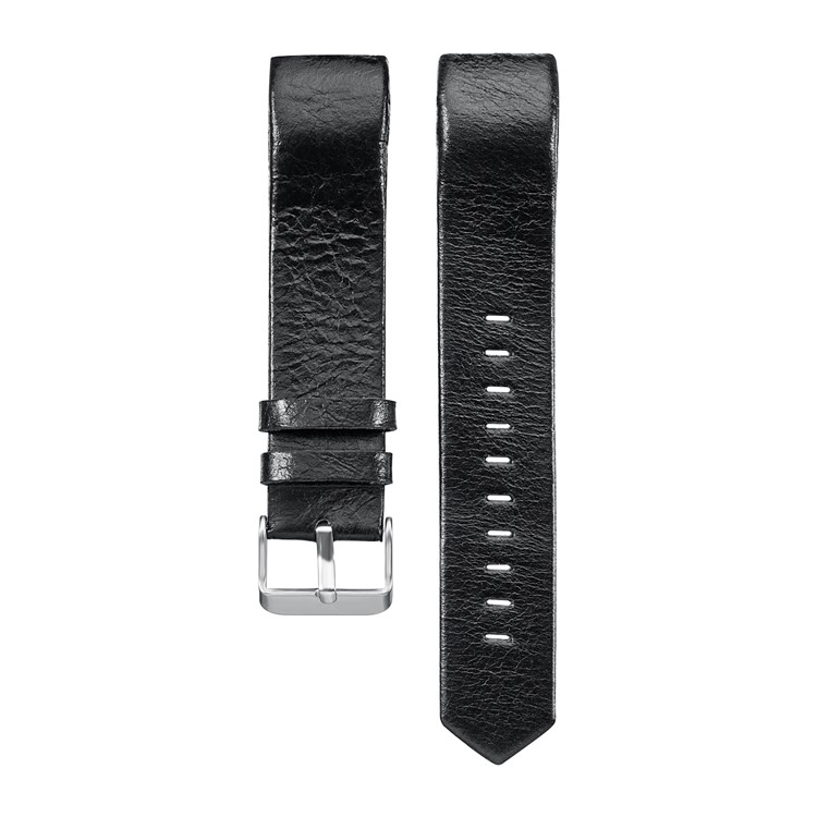 22mm Genuine Leather Watch Band for Fitbit Charge 2 - Black-1