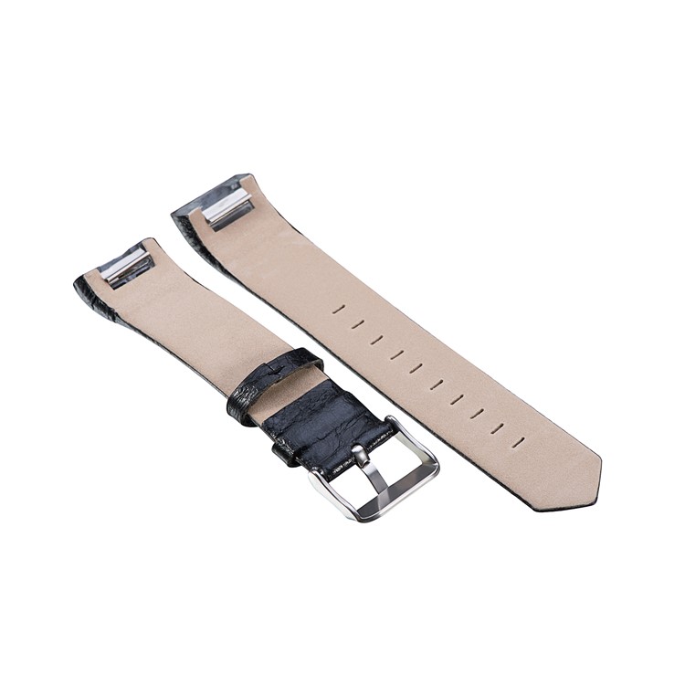 22mm Genuine Leather Watch Band for Fitbit Charge 2 - Black-2