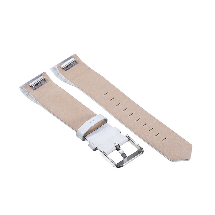 22mm Genuine Leather Wrist Watch Replacement Band for Fitbit Charge 2 - Silver-2