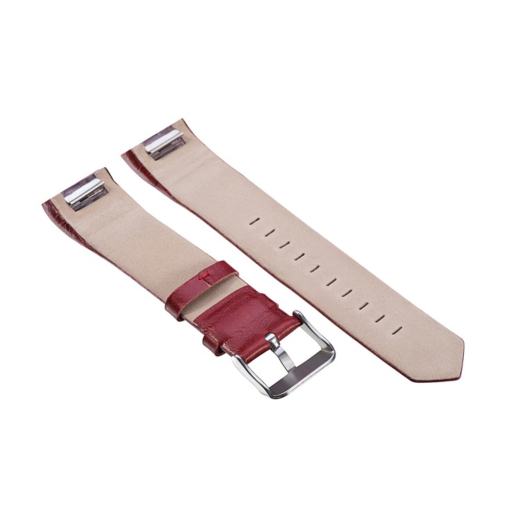 22mm Genuine Leather Watch Strap for Fitbit Charge 2 - Red-2