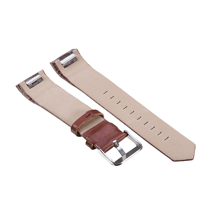 22mm Genuine Leather Watch Band Strap for Fitbit Charge 2 - Reddish Brown-2