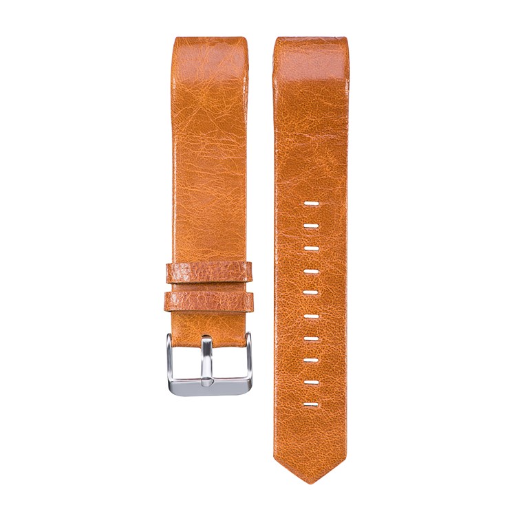 22mm Genuine Leather Watch Replacement Band Strap for Fitbit Charge 2 - Light Brown-1